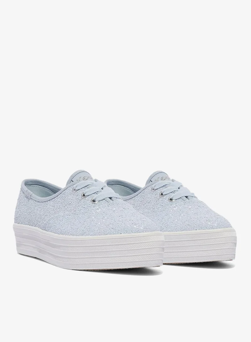 Keds blue Keds Women's Point Lace Up Platform Glitter Textile Casual Sneaker Blue for Women | Best Price UAE